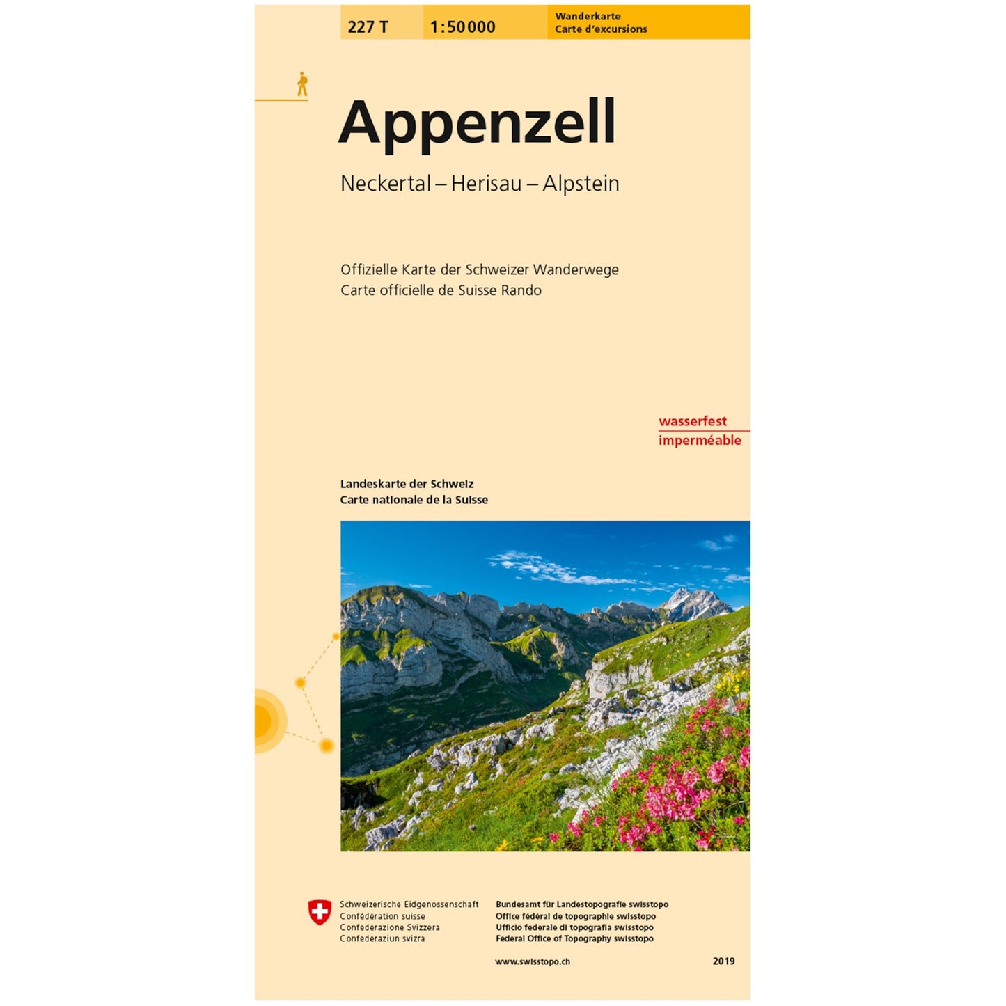 Wanderkarten Swiss Topo 1:50000 Wanderkarten Swisstopo 227T Appenzell 